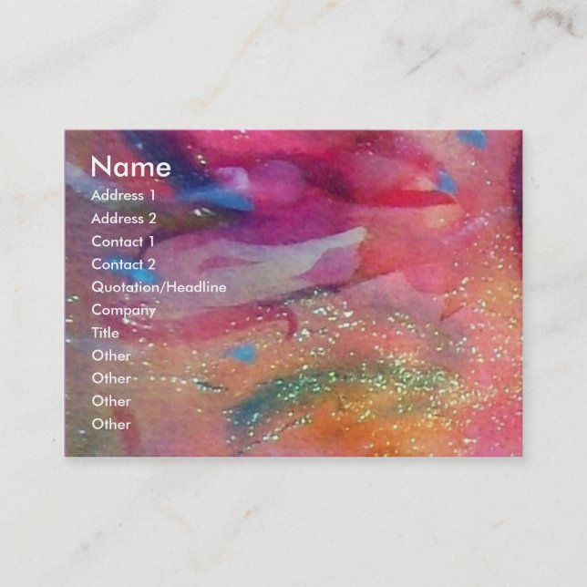Cartão De Visita ABSTRATO RUBY, vermelho brilhante, rosa azul (Frente)