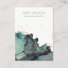 Cartão De Visita Abstrato Tela Dourada do colar verde com tinta dig