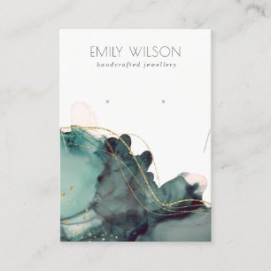 Cartão De Visita Abstrato Tela Dourada do colar verde com tinta dig