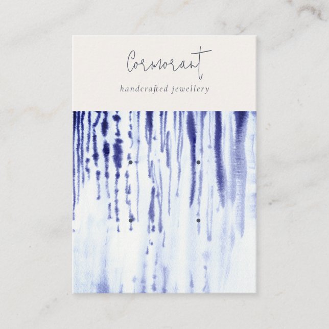 Cartão De Visita Abstrato Tinta Azul Linhas 2 Retentando Retentor E (Frente)