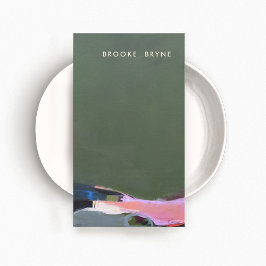 Cartão De Visita Abstrato Verde Artístico