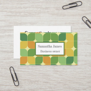 Cartão De Visita Abstrato Verde Laranja meio século Personalizado