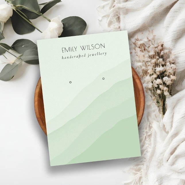 Cartão De Visita Abstrato Verde limão Waves Stud Earring Display (Criador carregado)