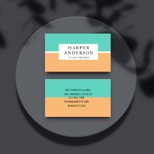 Cartão De Visita Abstrato Verde Moderno e Laranja Profissional