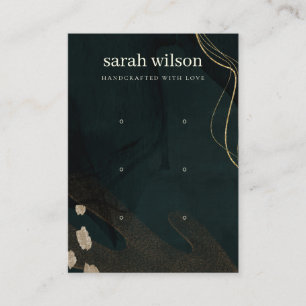 Cartão De Visita Abstrato Verde preto Dourado 3 Ponteiro Tela de Or