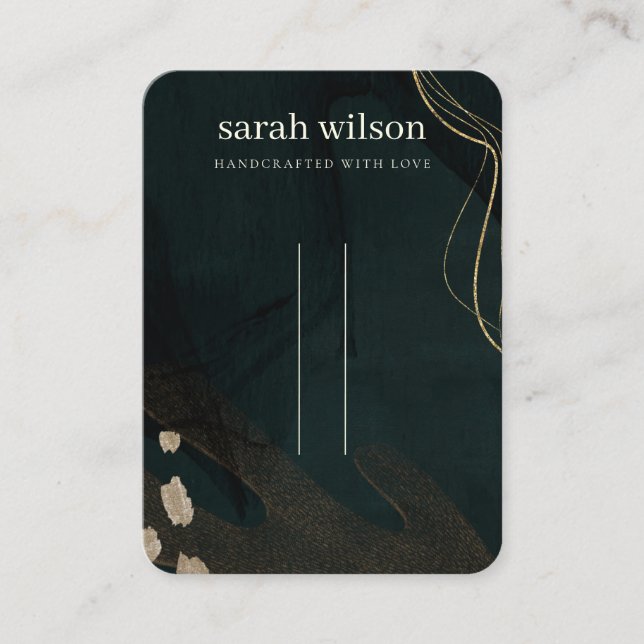 Cartão De Visita Abstrato verde preto Dourado com 3 pinos do cabelo (Frente)