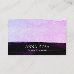 Cartão De Visita *~* Abstrato Watercolor Pink Lavanda Preto Púrpura