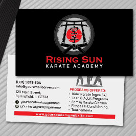 Cartão De Visita Academia Karate - portão de Torii, Sun e Kanji