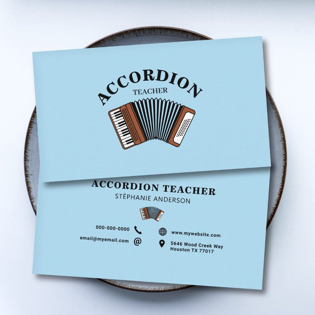 Cartão De Visita Accordion Teacher Blue (Accordion Teacher Blue Business Card)