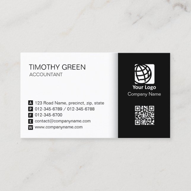 Cartão De Visita Accountant Simple Two Tone Business Card #06 (Frente)