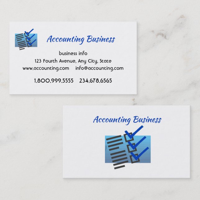 Cartão De Visita Accounting Bookkeeping  Custom Business  (Frente/Verso)