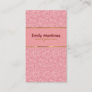 Cartão De Visita Acentos Dourados de Brilho Rosa
