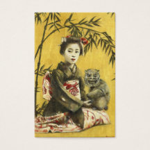 Cartão de Visita ACEO de Geisha e Demônio Vintage