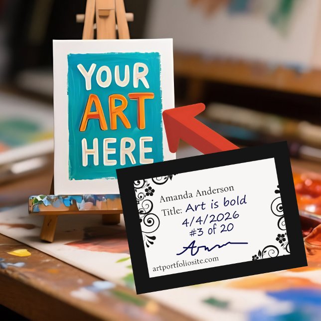 Cartão De Visita ACEO Template Elegant Professional Artist ATC Info (Elegant ACEO card template for  creative artists - showcase your mini paintings professionally)