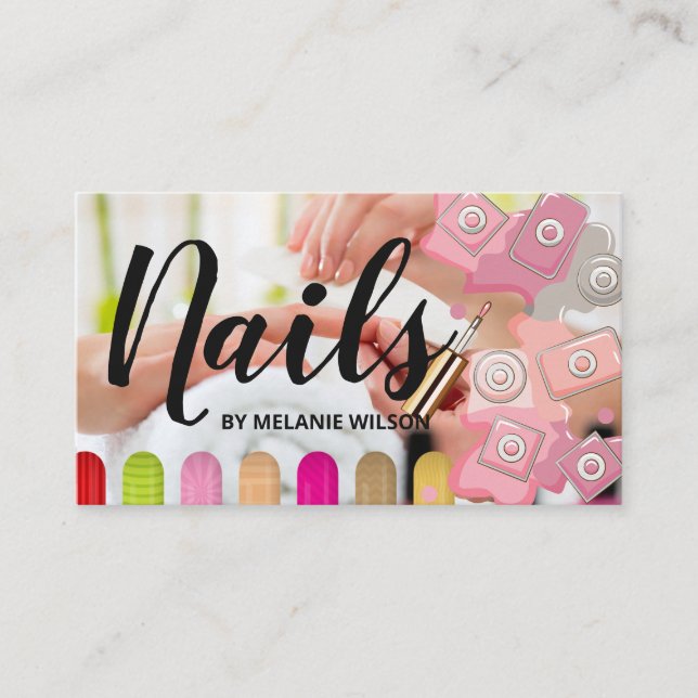Cartão De Visita Acessórios de Salão de Nail | Bela (Frente)