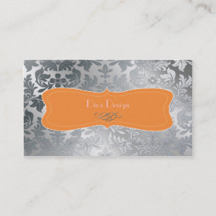 Cartão De Visita Aço escovado barroco damasco
