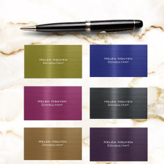 Cartão De Visita Aço Inoxidado Metálico Metálico Azul Inoxidável