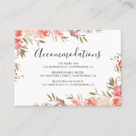 Cartão De Visita Acomodação de Hotel de Casamento Floral Rosa