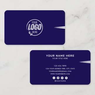 Cartão De Visita Add Your Custom Logo Circle Professional Blue