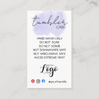 Cartão De Visita ADD YOUR LOGO TUMBLER CARE CARDS vinyl business