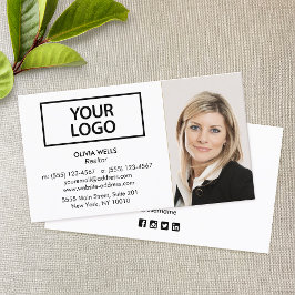 Cartão De Visita Adição de Foto Branca Profissional