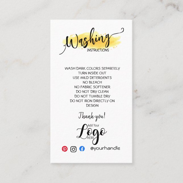 Cartão De Visita ADICIONAR AS PLACAS DE CUIDADOS DAS SUAS Instruçõe (Frente)