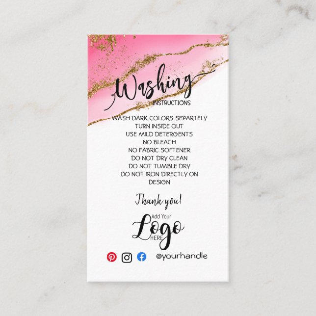 Cartão De Visita ADICIONAR AS PLACAS DE CUIDADOS DAS SUAS Instruçõe (Frente)