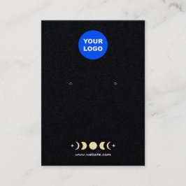 Cartão De Visita Adicionar logotipo Dourado Fase da Lua preto Exibi