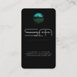 Cartão De Visita Adicionar logotipo profissional Monograma preto e 