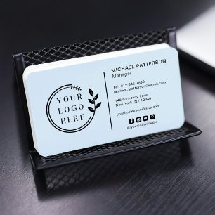 Cartão De Visita Adicionar seu logotipo Mídia social Código QR Azul