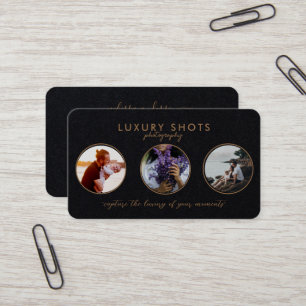 Cartão De Visita Adicione 3 Fotos Ouro Premium Assinatura Preta