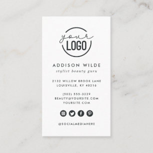 Cartão De Visita Adicione o seu logotipo, branco simples vertical m