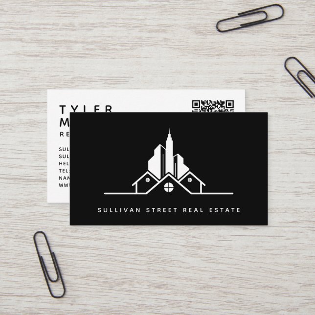 Cartão De Visita Adicione seu agente de imóveis de código QR (Frente/Verso In Situ)