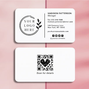 Cartão De Visita Adicione seu logotipo Mídia social Código QR Empre