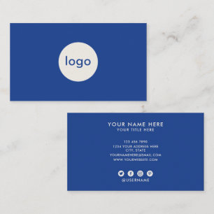 Cartão De Visita Adicione Seu Logotipo Personalizado Azul e Bege Pr