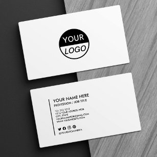 Cartão De Visita Adicione seu logotipo preto e branco, minimalista