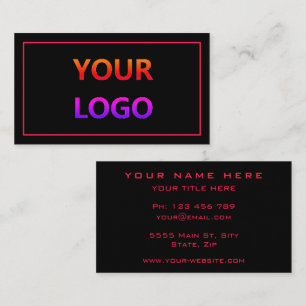 Cartão De Visita Adicione seu logotipo - preto e vermelho profissio