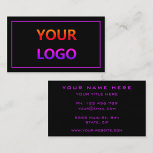Cartão De Visita Adicione seu logotipo - preto roxo profissional mo