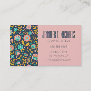 Cartão De Visita Adicione seu teste padrão de flor conhecido da