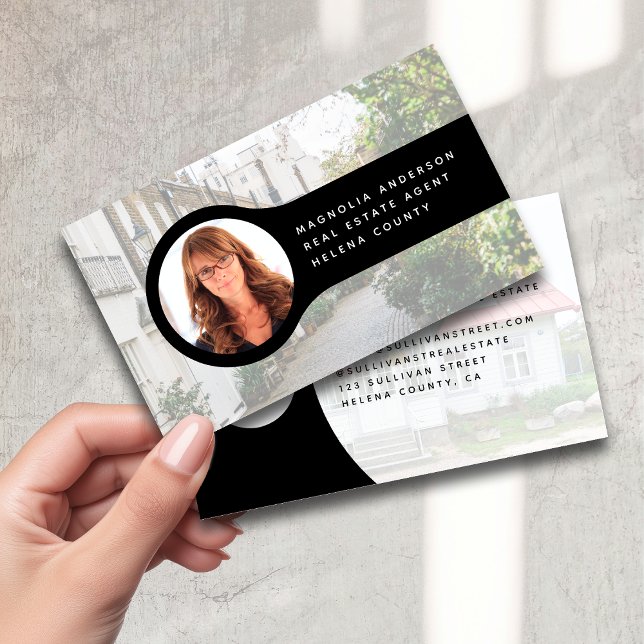 Cartão De Visita Adicione seu Título de Logo Photo Real Estate Agen (Criador carregado)
