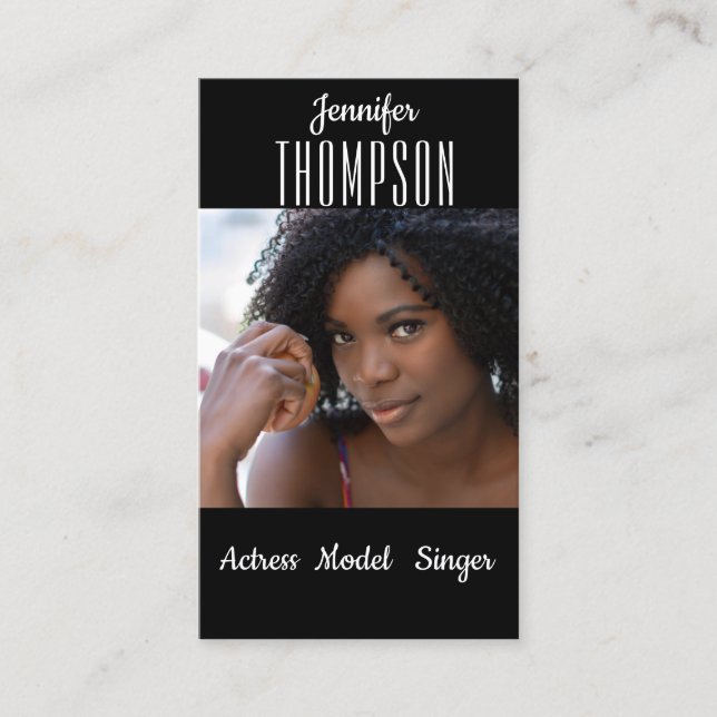 Cartão De Visita Adicione sua foto, Atriz, Cantor, Modelo (Frente)