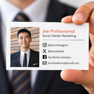 Cartão De Visita Adicione sua foto   Mídia Social   Logotipo