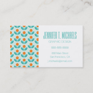 Cartão De Visita Adicione sua laranja geométrica escandinava