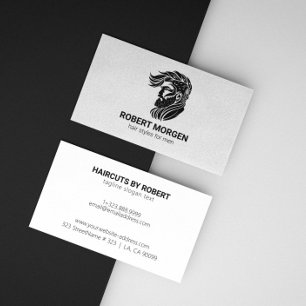 Cartão De Visita Adornos Pretos Simples Logotipo de Corte de Cabelo