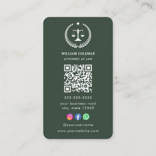 Cartão De Visita Advogado-Advogado Juiz de Justiça Escala Qr Code