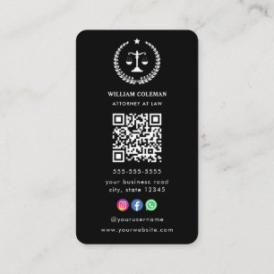 Cartão De Visita Advogado-Advogado Juiz de Justiça Escala Qr Code