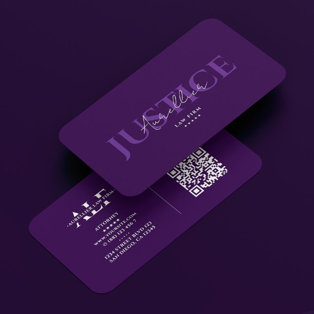 Cartão De Visita Advogado-Advogado Justiça Legante Purple Modern (Attorney Law Firm Justice Elegant Purple Modern Business Card
)