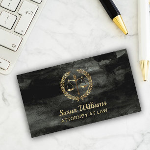 Cartão De Visita Advogado aquarela preto e dourado