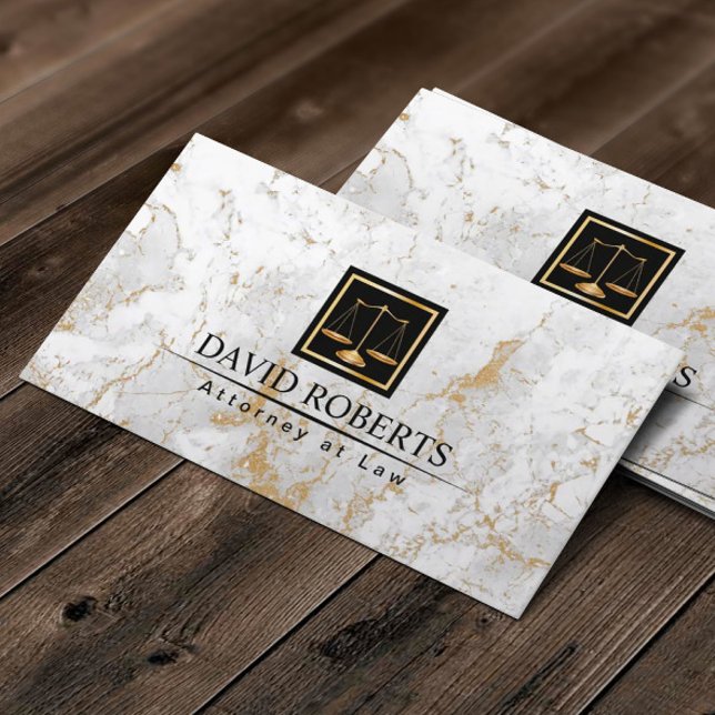 Cartão De Visita Advogado da Lei moderna Dourada Marble Stone Advog (Criador carregado)