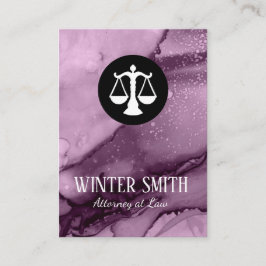 Cartão De Visita Advogado da lei violet marble watercolor
